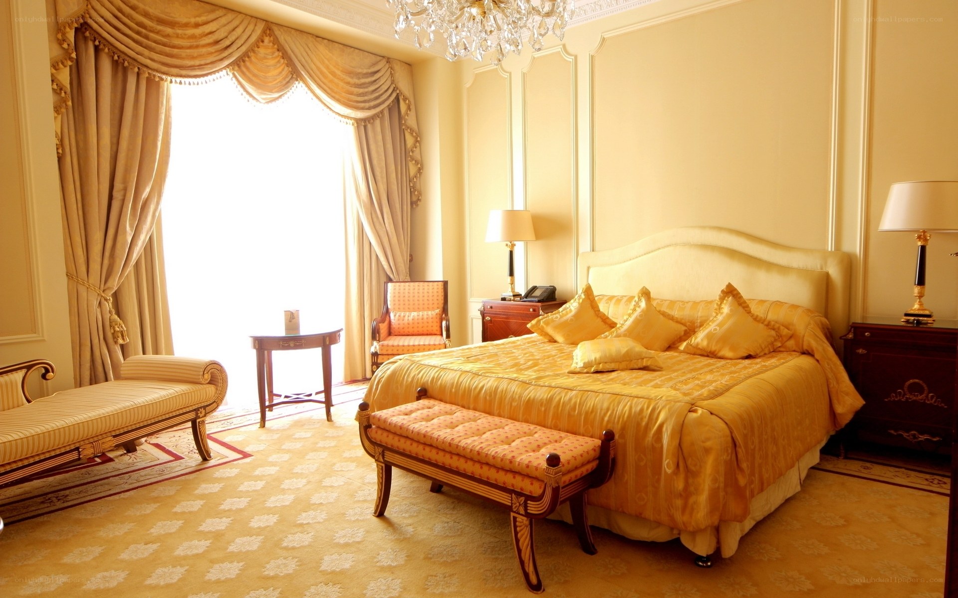 Luxurious hotel bedroom interior