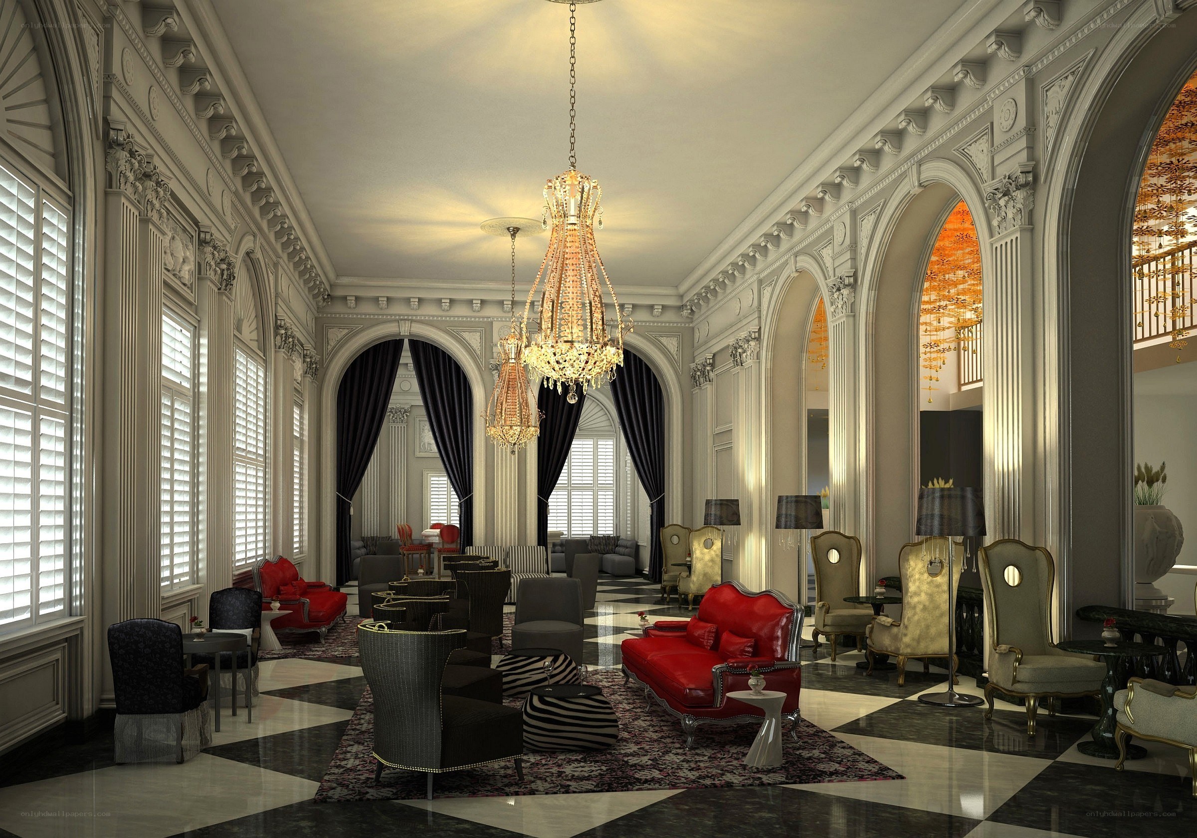 luxurious hotel lobby interior