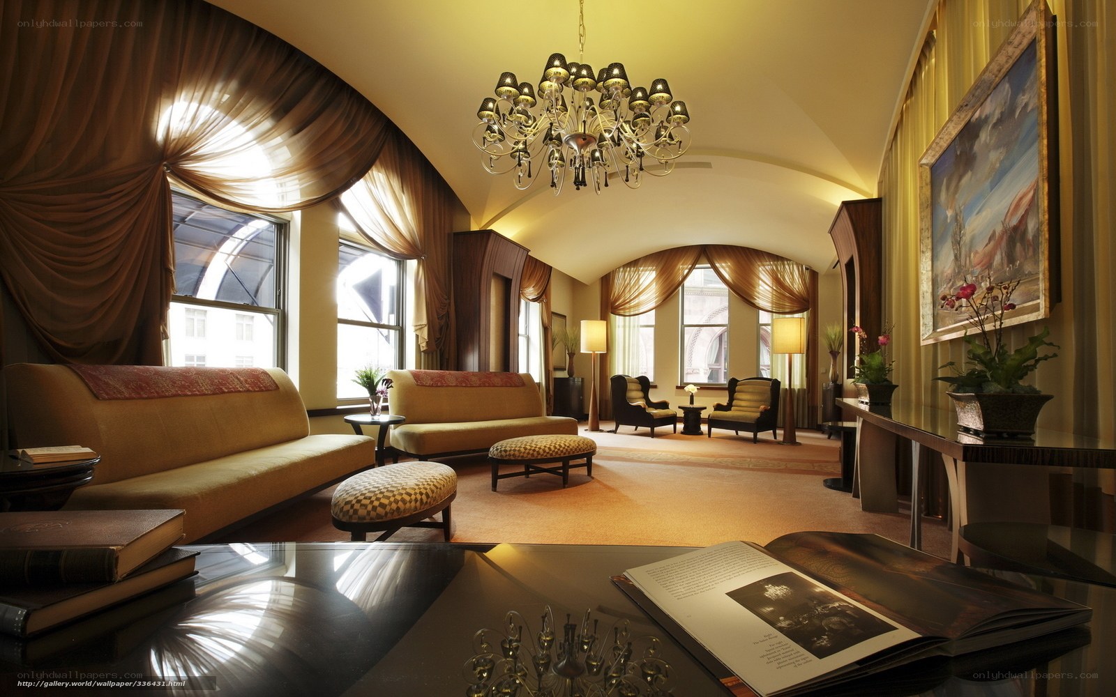 Luxurious hotel lobby interior