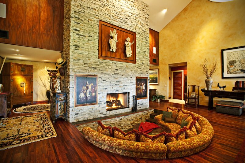 Luxurious living room with fireplace