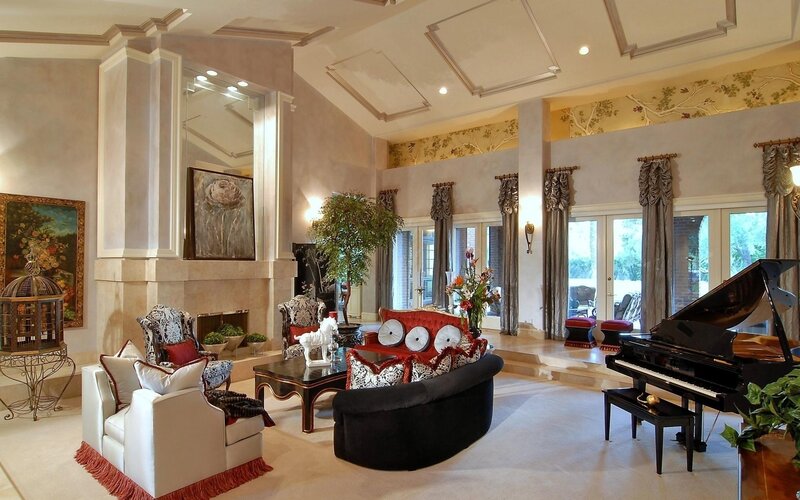 Luxurious living room with grand piano