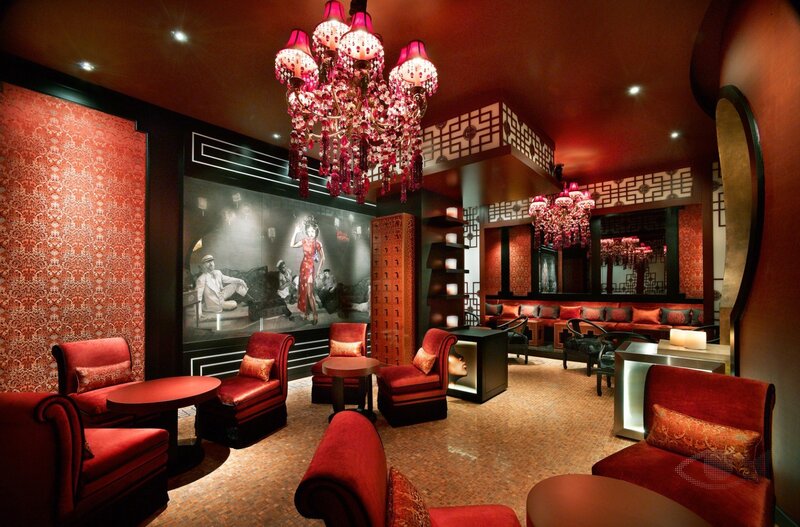 luxurious red lounge interior