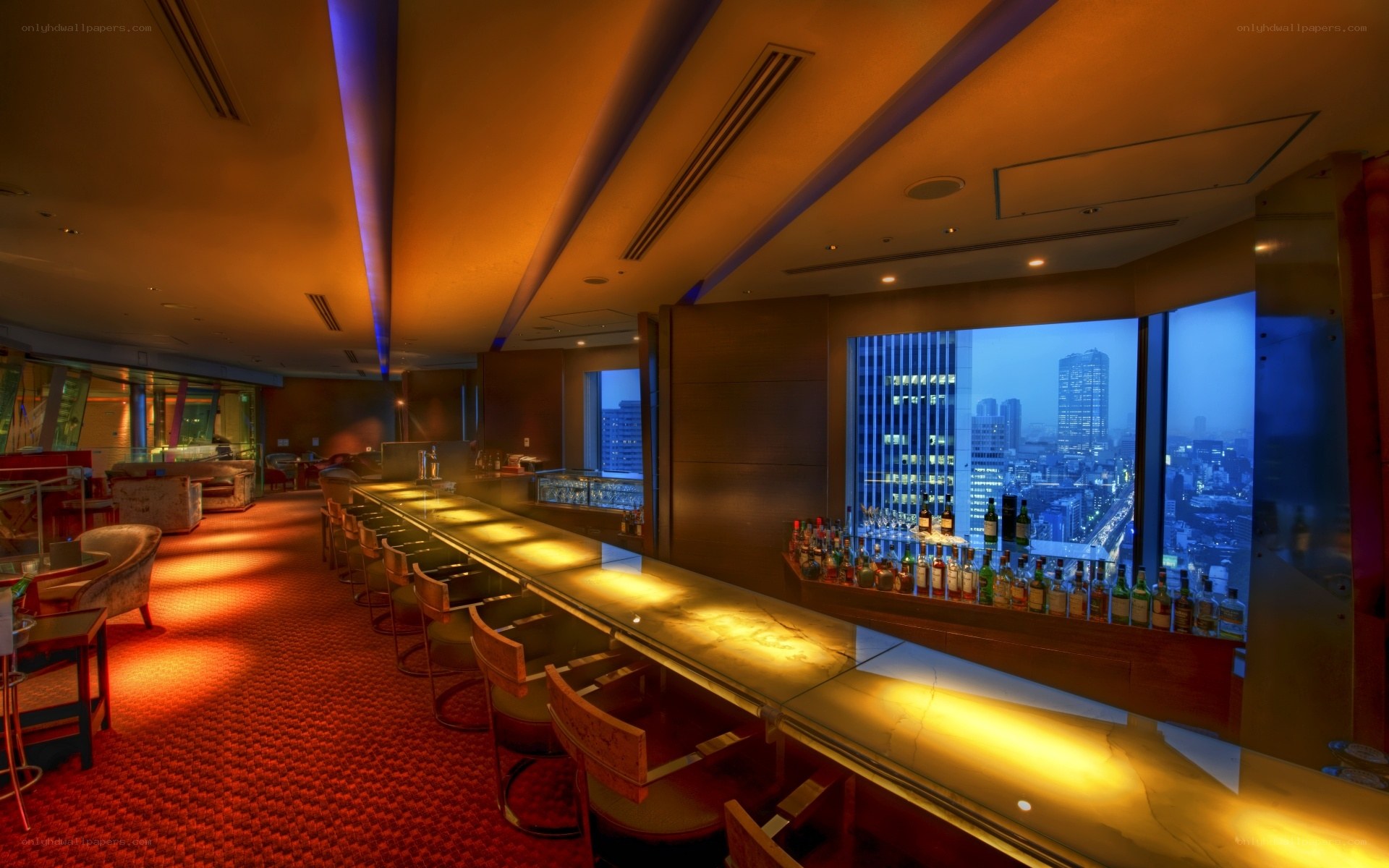 luxury bar with city view