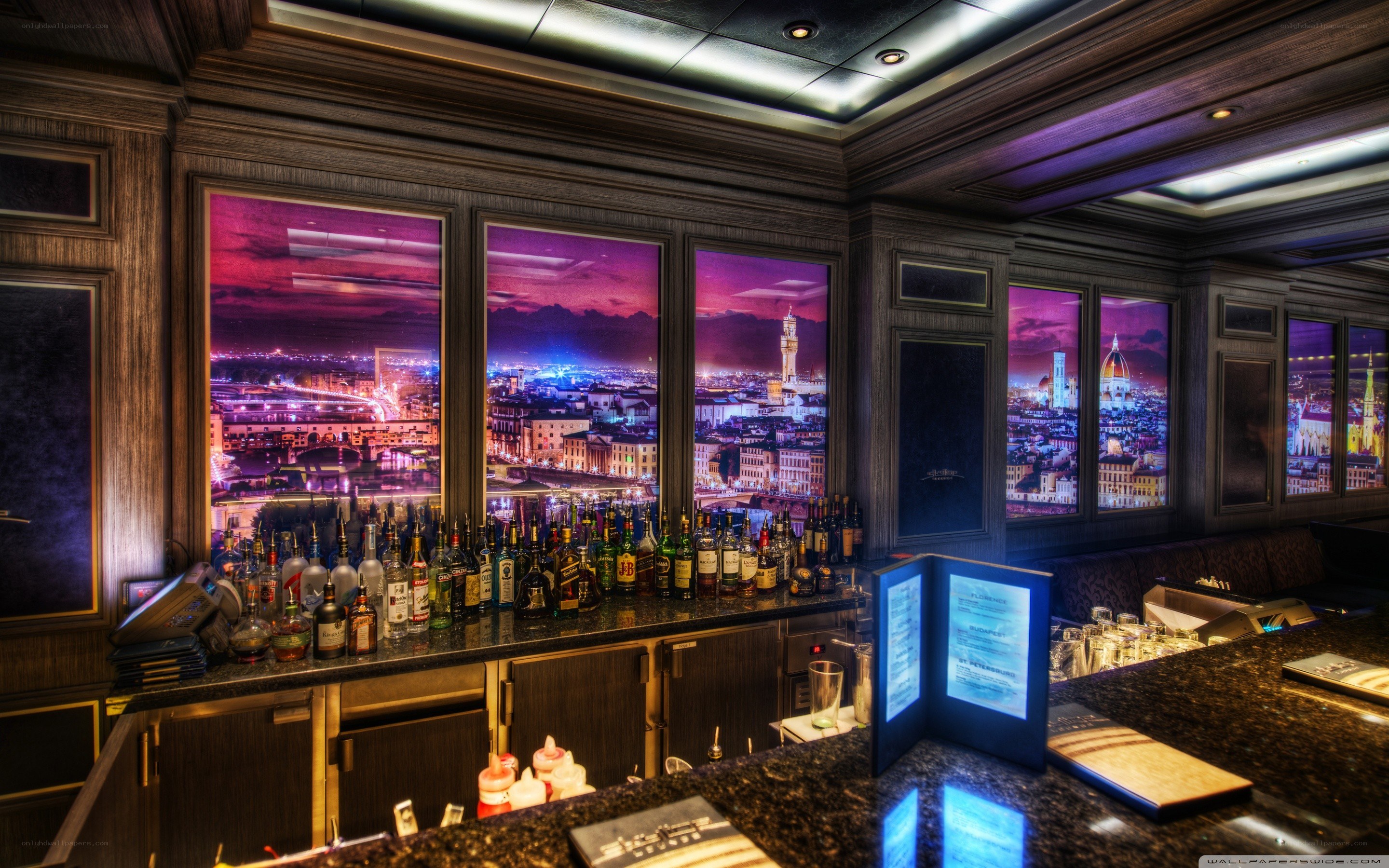 luxury bar with city view