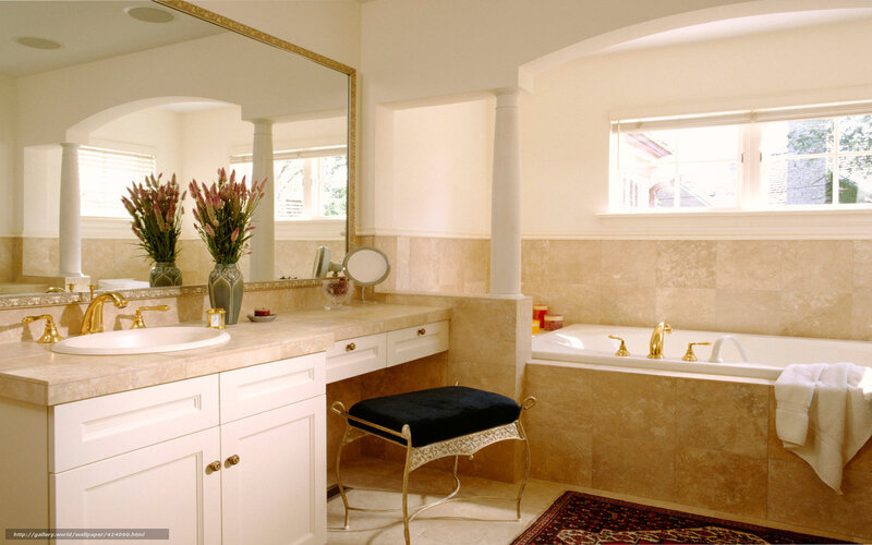 Luxury bathroom with bathtub and vanity