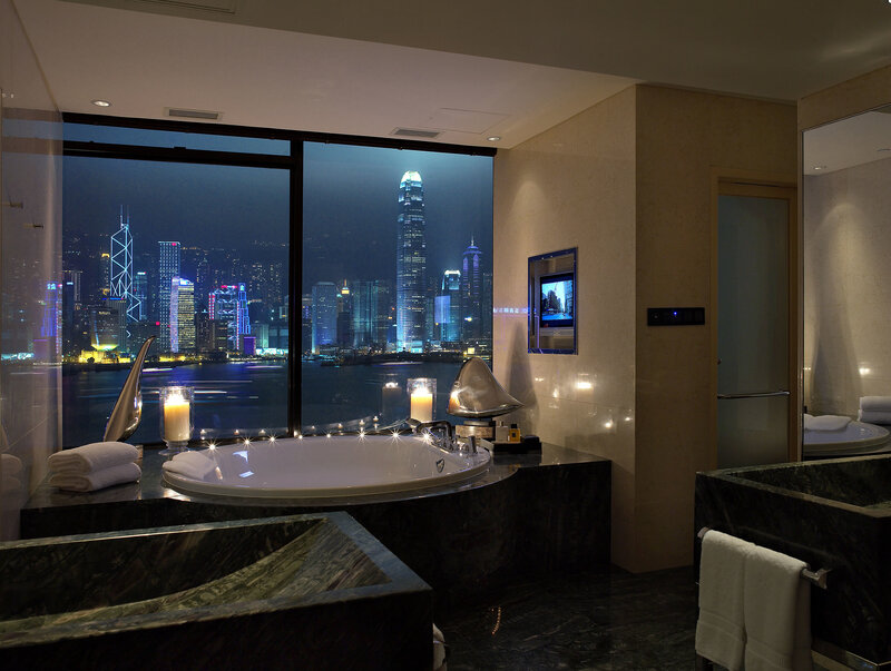 Luxury Bathroom with City View — Black