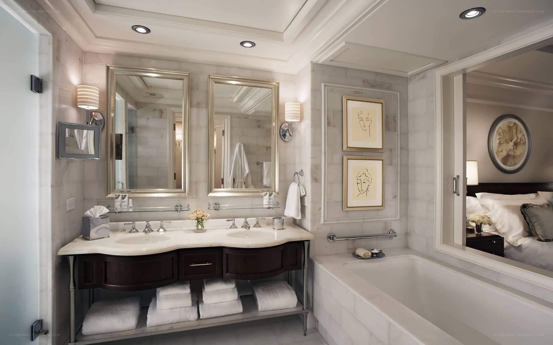luxury bathroom with double vanity