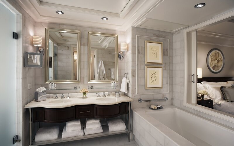 luxury bathroom with double vanity