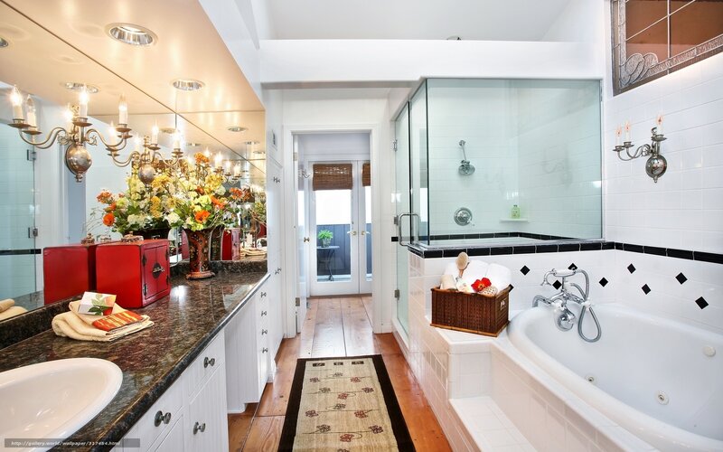 Luxury bathroom with tub and shower