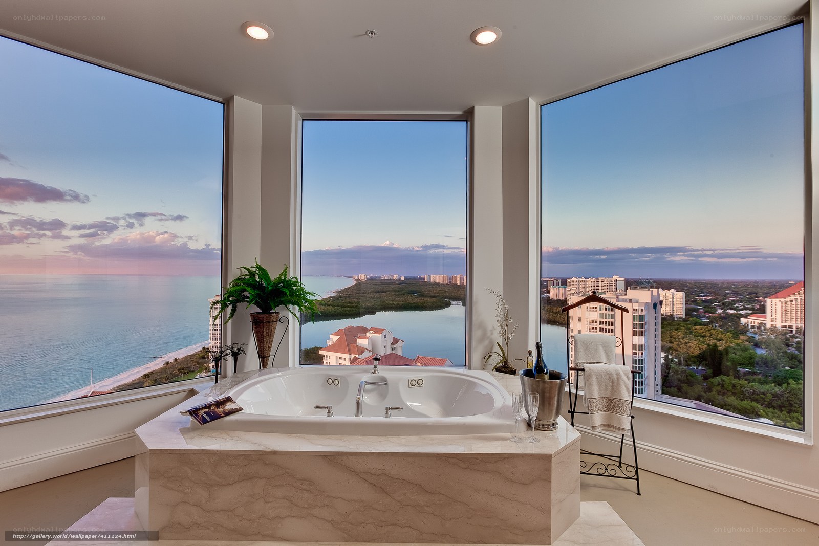 Luxury bathtub with ocean view