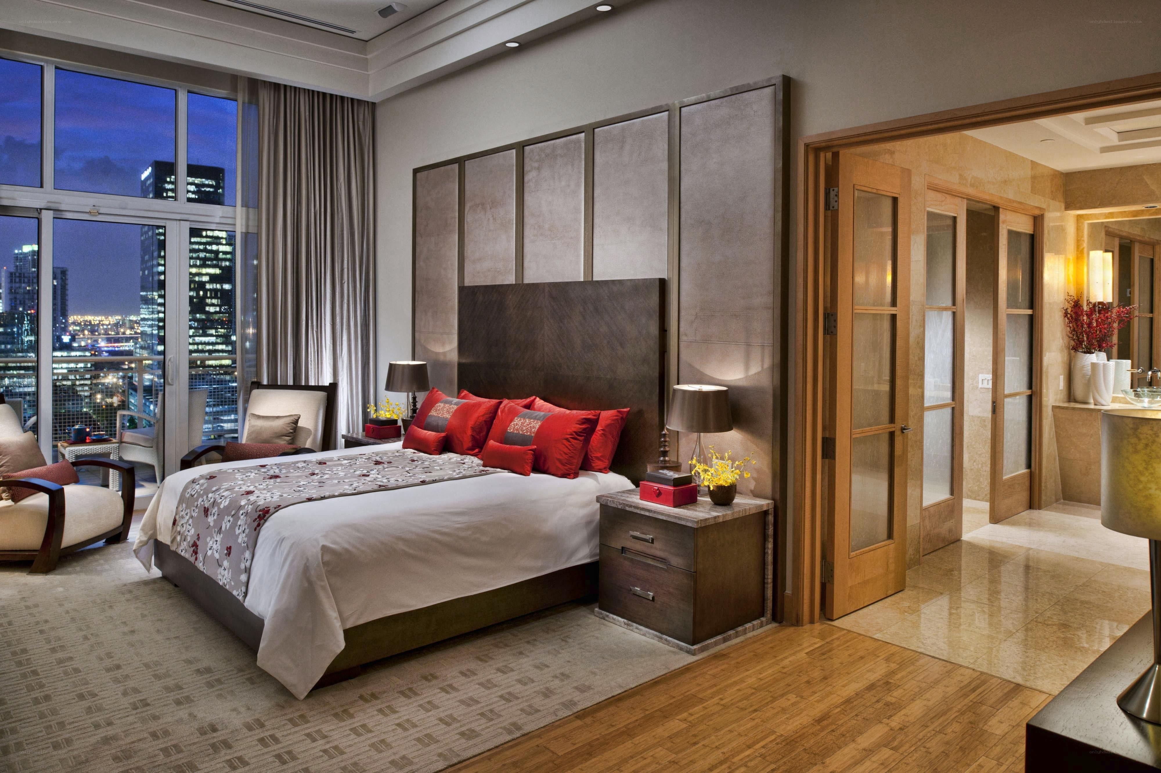 Luxury bedroom with city view
