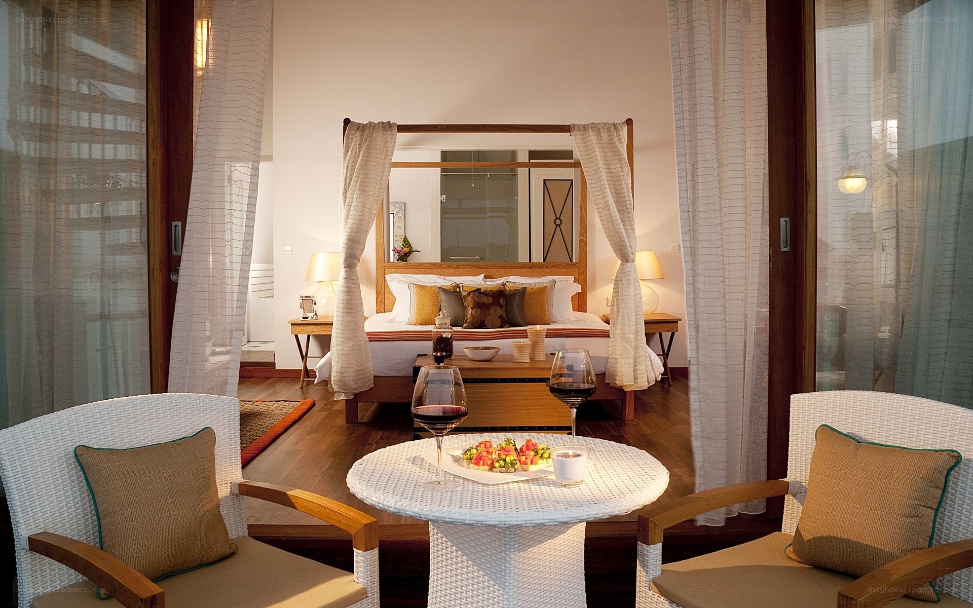 Luxury bedroom with outdoor seating