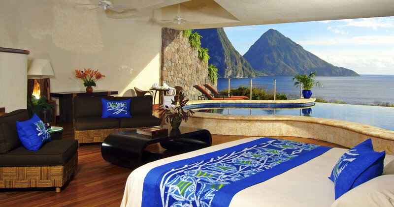 Luxury Bedroom with Pool — Blue
