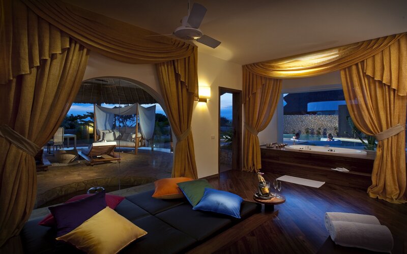 Luxury bedroom with private pool view