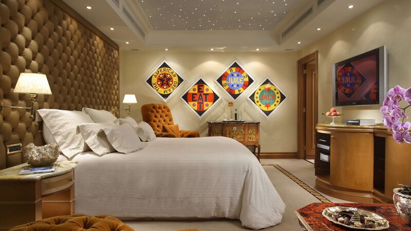 luxury bedroom with star ceiling