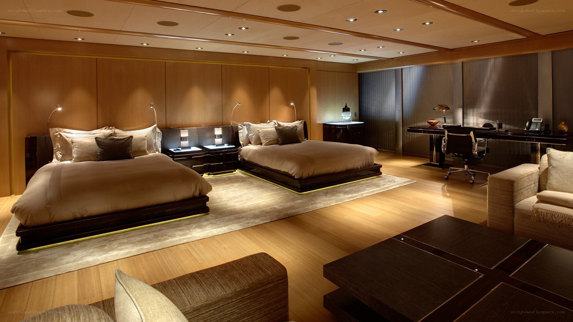 Luxury bedroom with two beds