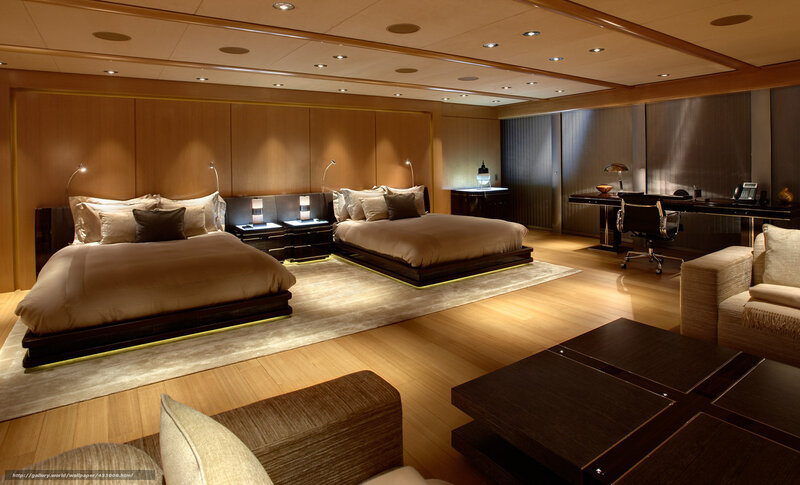Luxury Bedroom with Two Beds — Brown