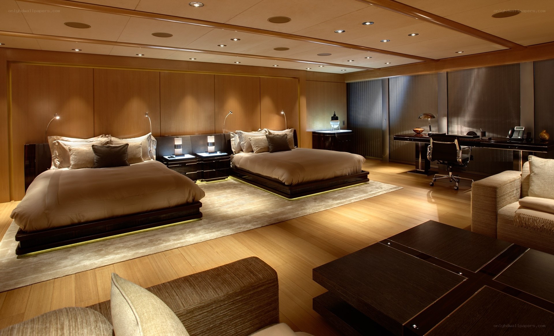 Luxury bedroom with two beds