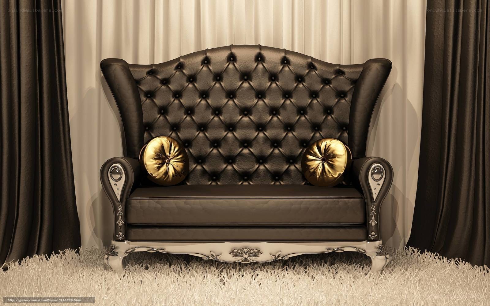 Luxury black leather sofa
