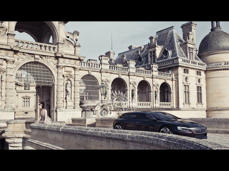 Luxury car at historic palace