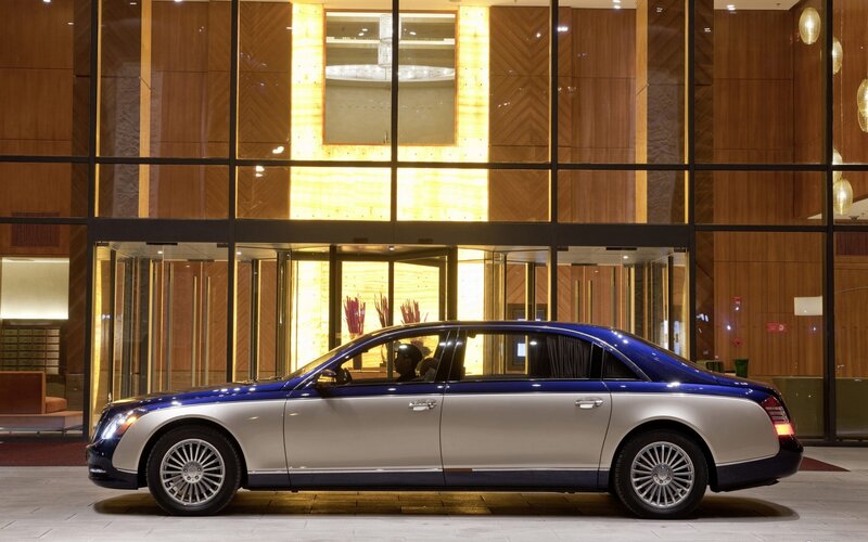 luxury car at hotel entrance