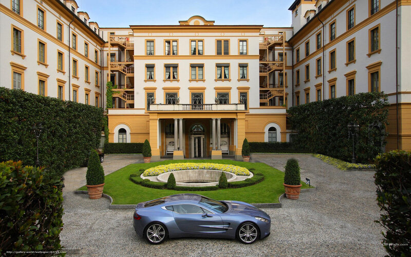 luxury car in courtyard