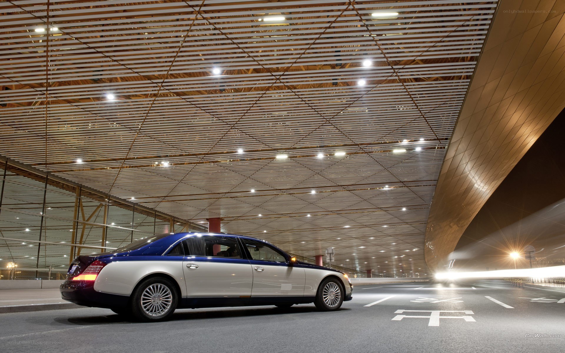 luxury car in modern terminal