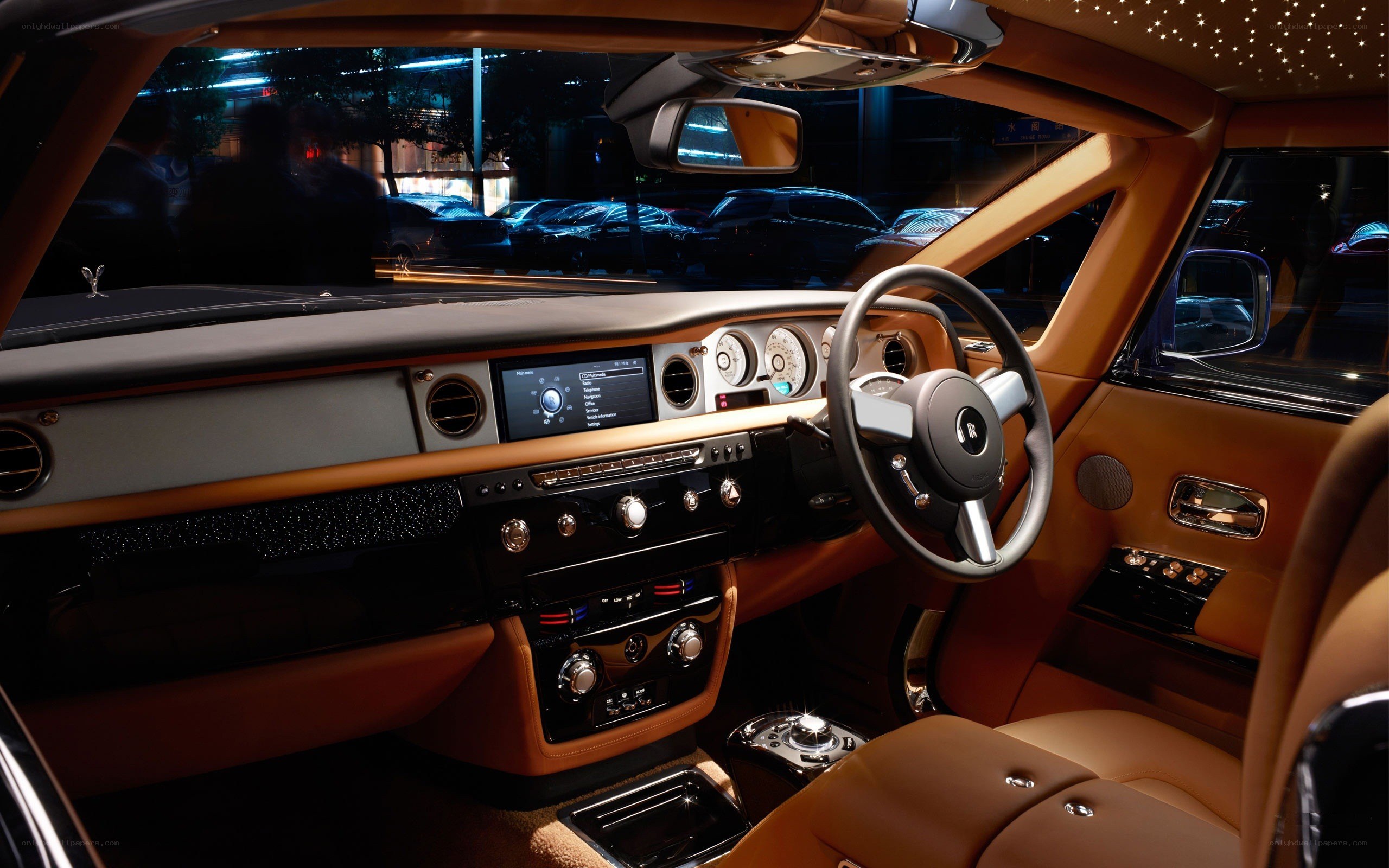 luxury car interior at night