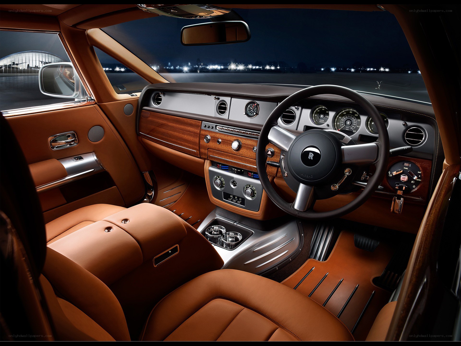luxury car interior at night