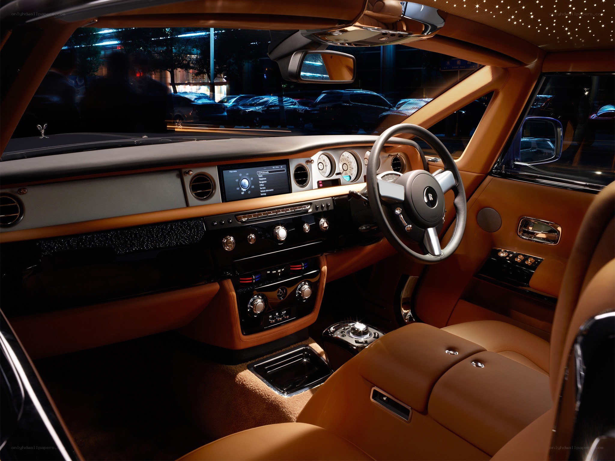 luxury car interior at night