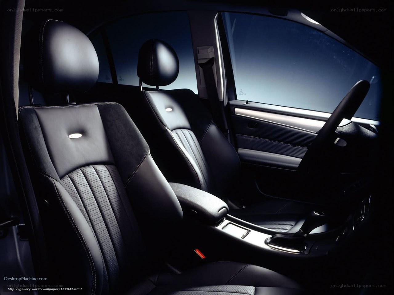 Luxury car interior at night