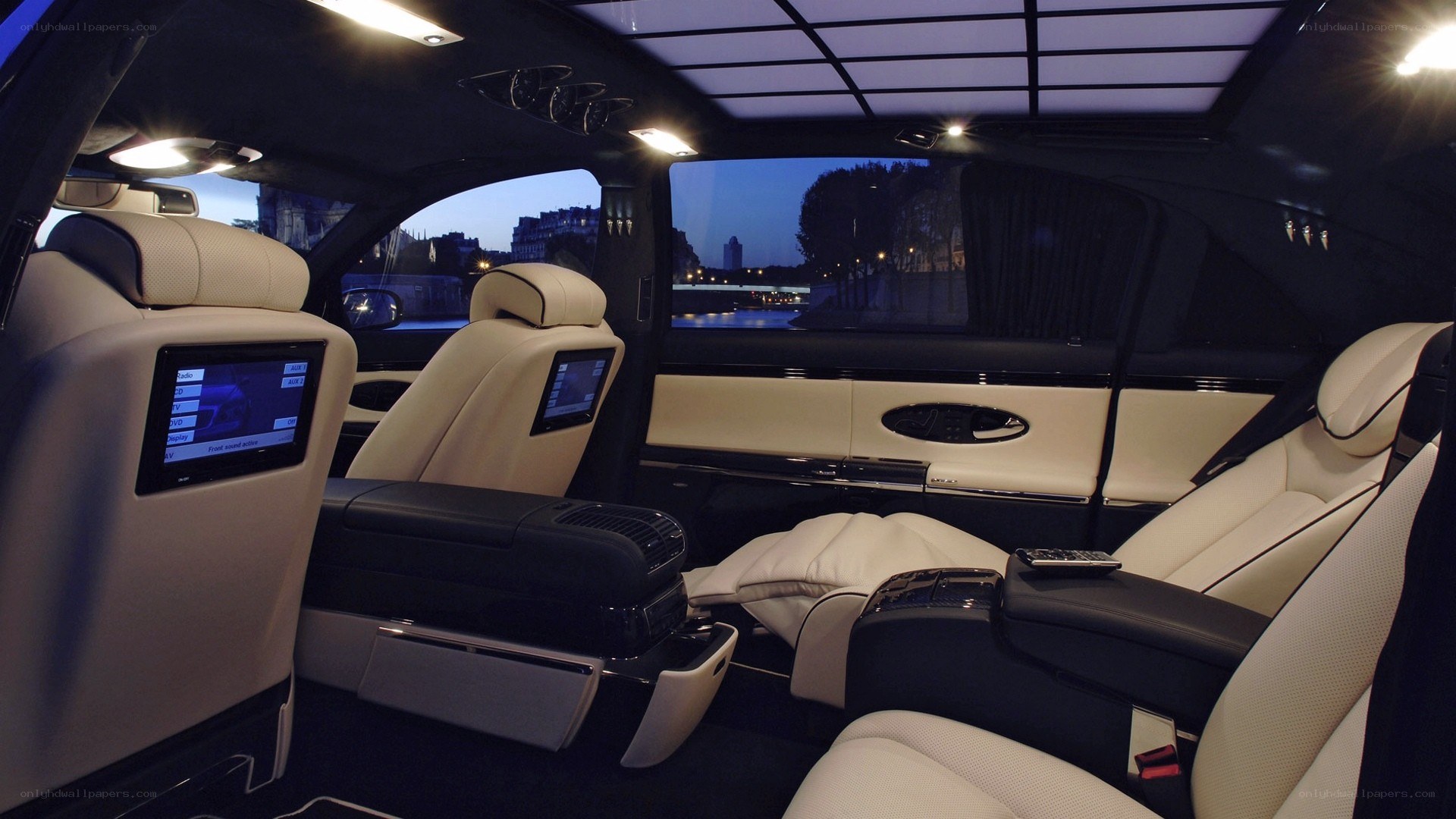 luxury car interior at night