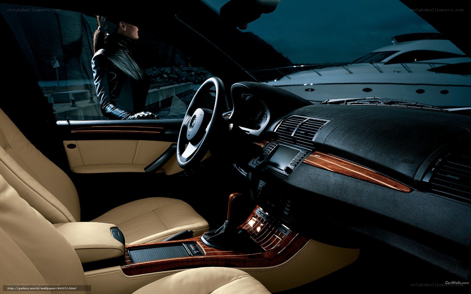 luxury car interior at night