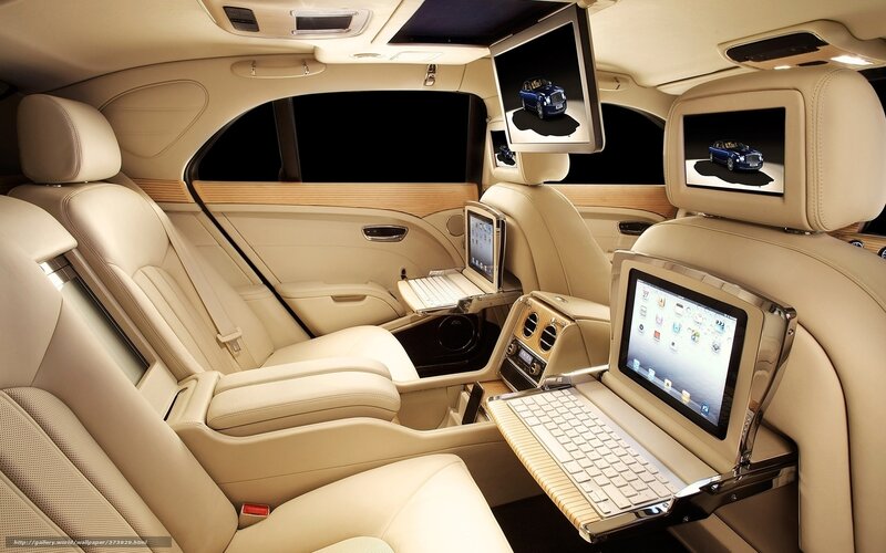 Luxury Car Interior — Beige, Luxurious, Photograph, Laptops, Screens
