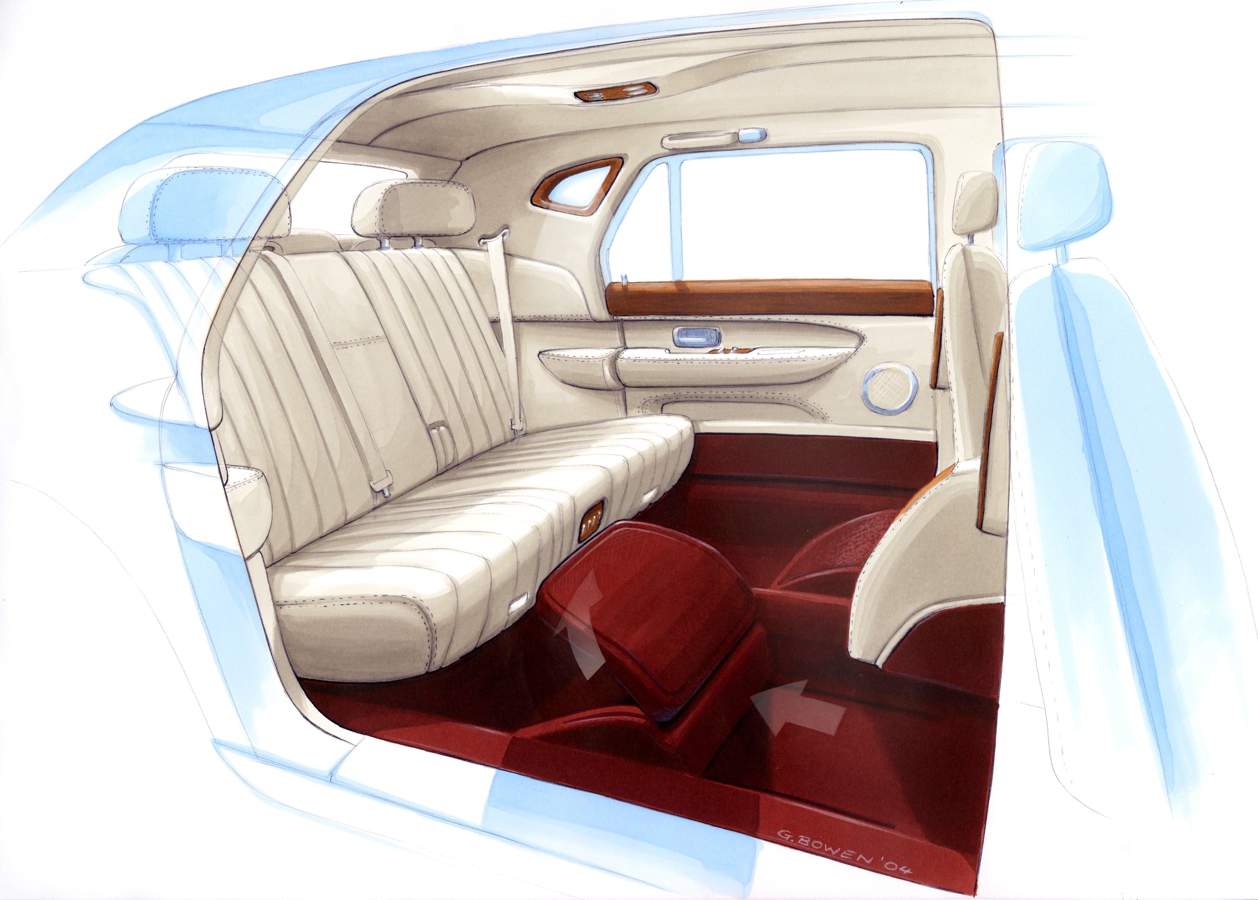 Luxury car interior sketch