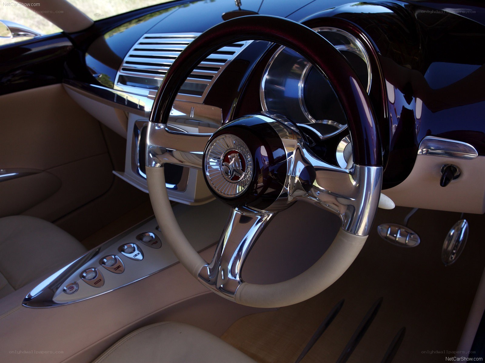 luxury car interior steering wheel