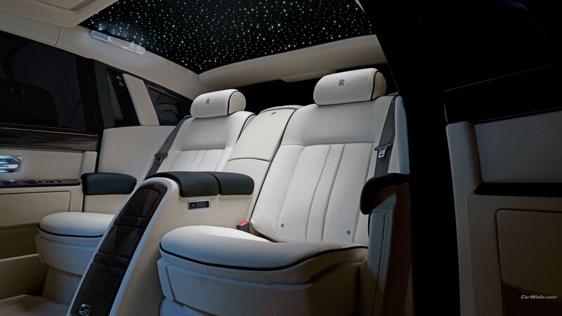 Luxury Car Interior — White, Luxurious, Night, Photograph