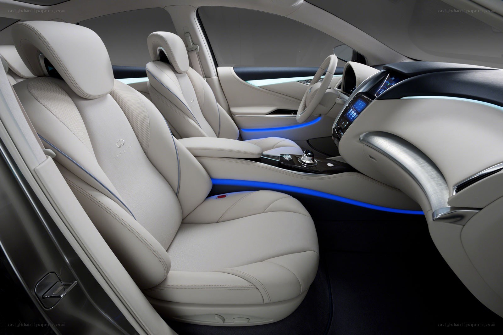 luxury car interior with ambient lighting