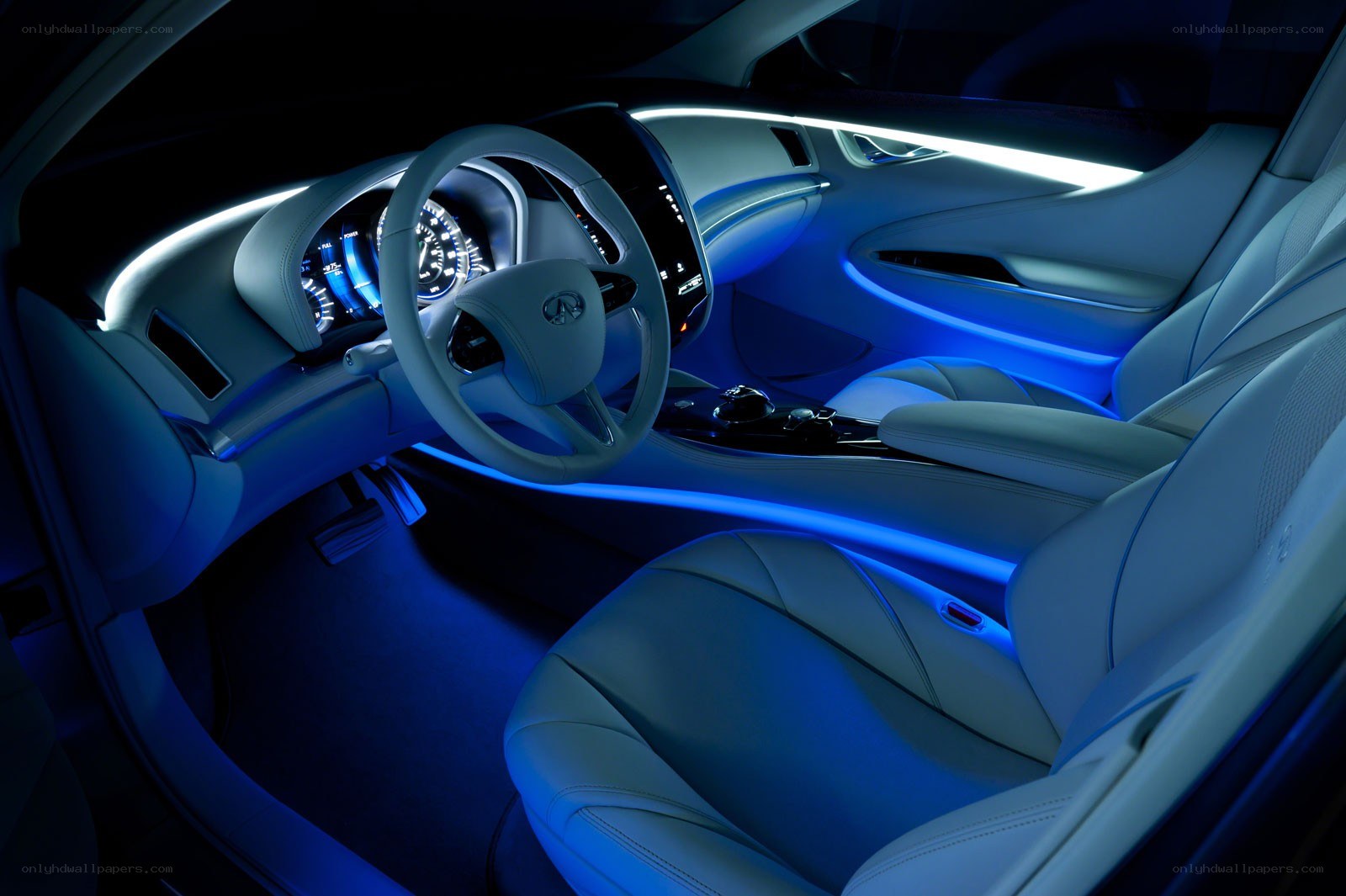 luxury car interior with blue lighting