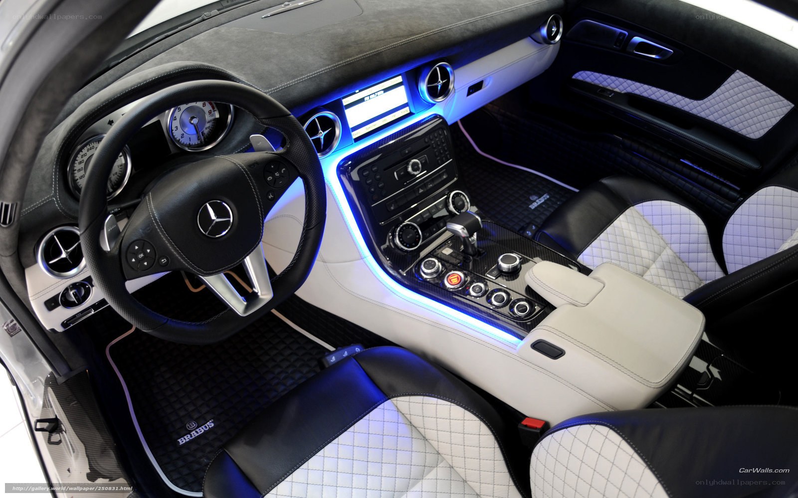 luxury car interior with blue lighting