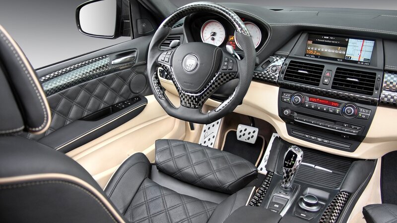 luxury car interior with carbon fiber