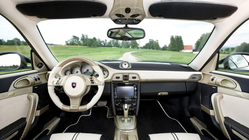 luxury car interior with carbon fiber