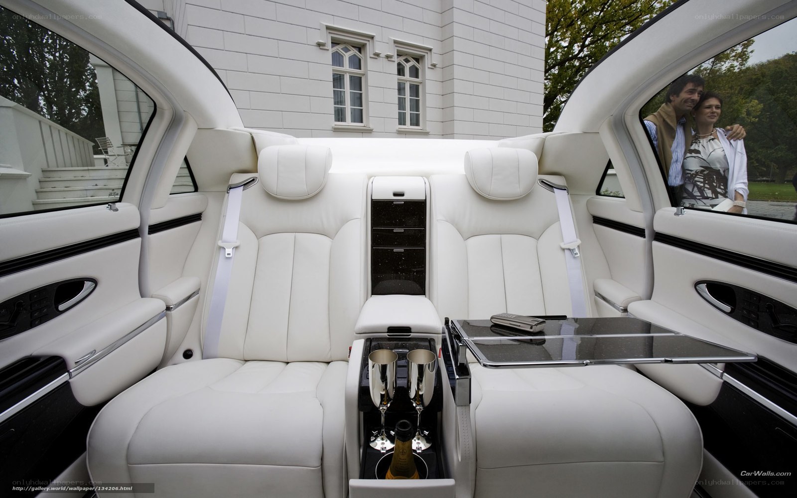 luxury car interior with champagne