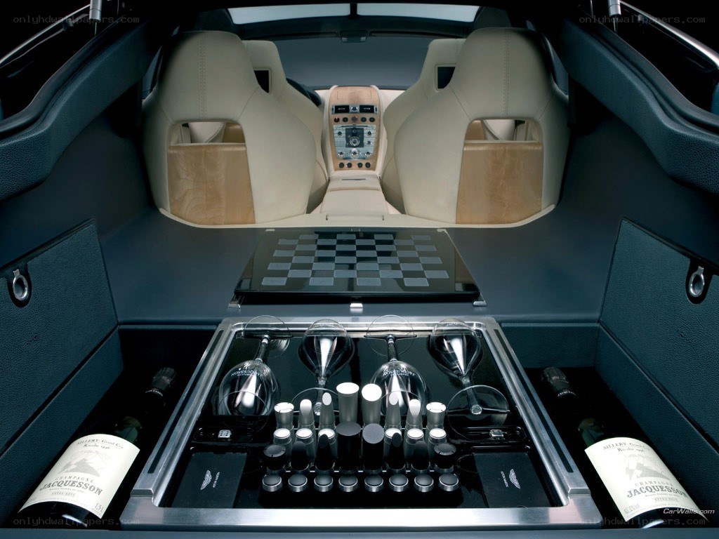 luxury car interior with chess set