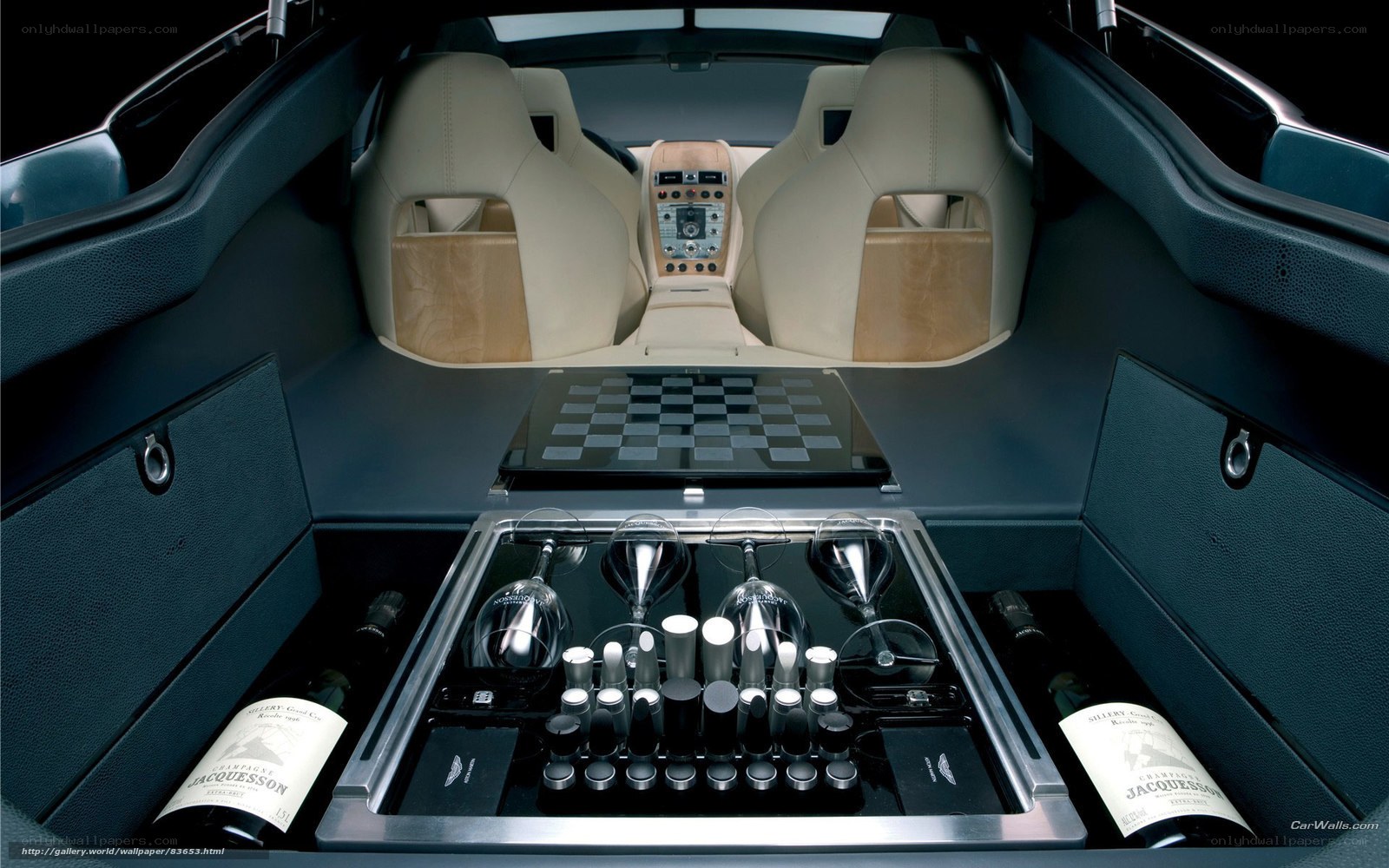 luxury car interior with chess set