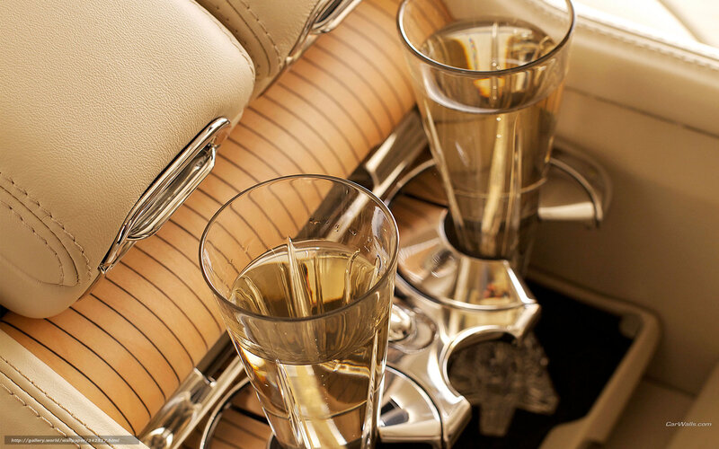 Luxury car interior with drinks