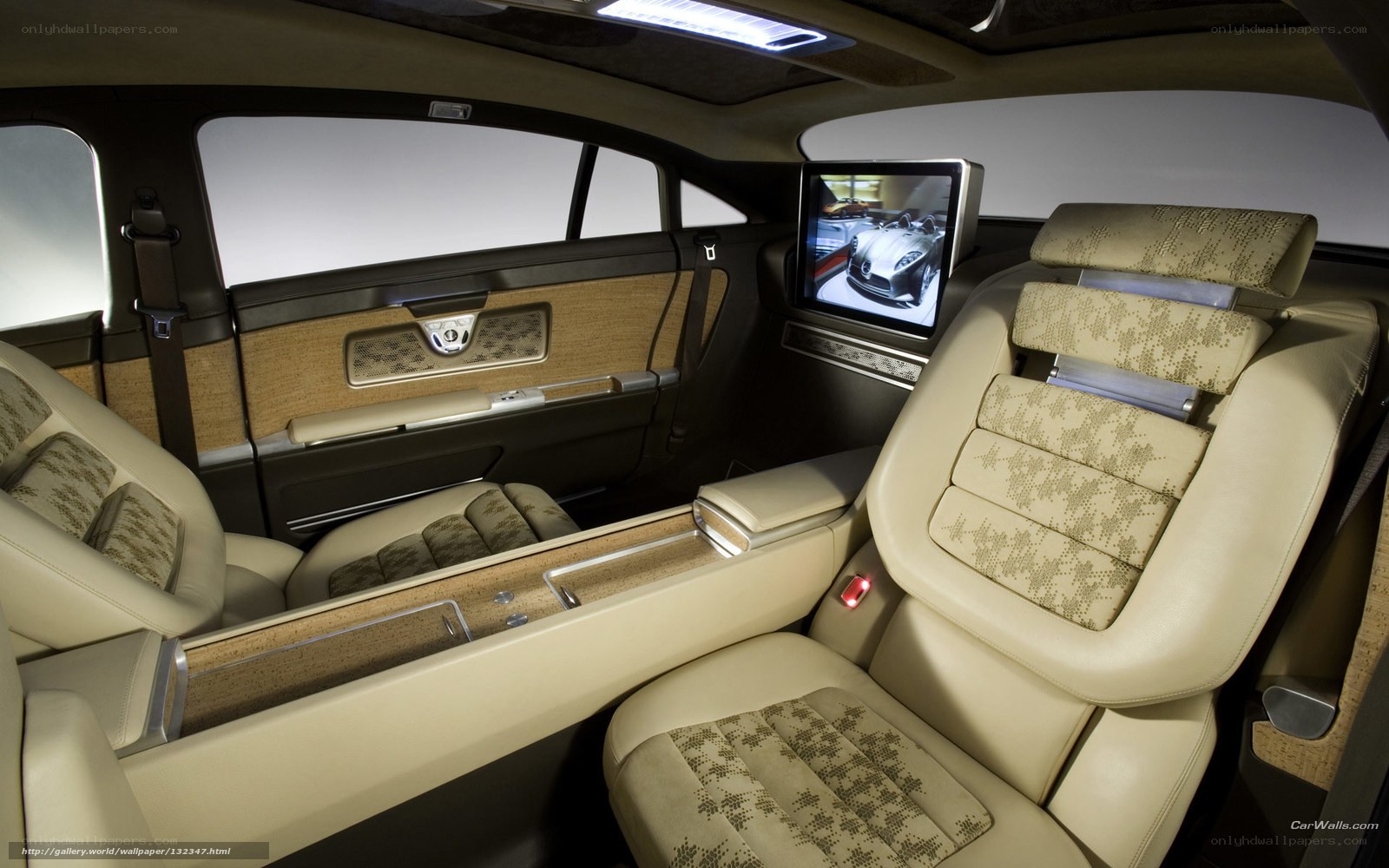 luxury car interior with entertainment screen