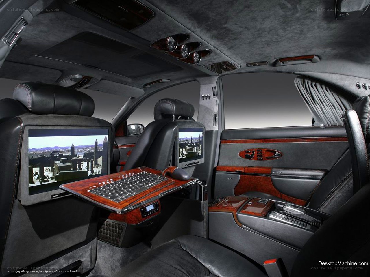 luxury car interior with entertainment system