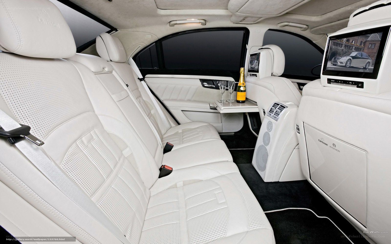 luxury car interior with entertainment