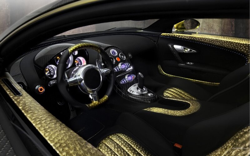 luxury car interior with gold accents
